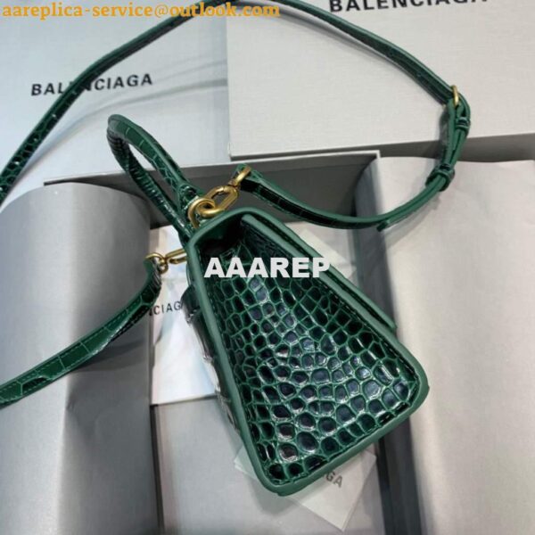 Replica Balenciaga 592833 Hourglass XS Top Handle Bag Dark Green 5