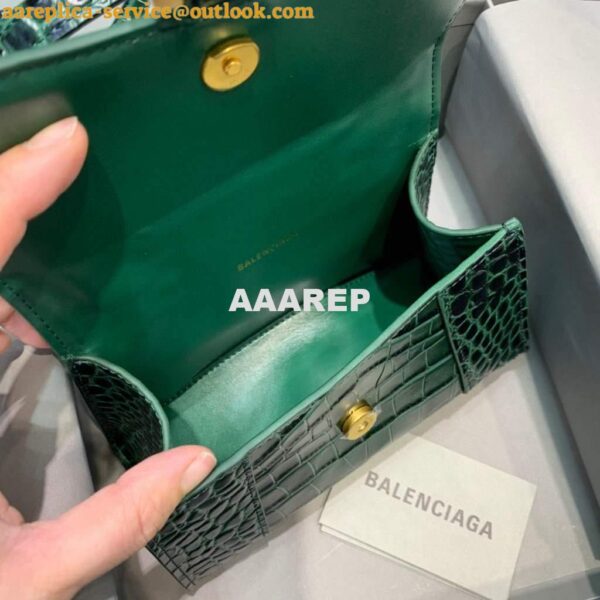 Replica Balenciaga 592833 Hourglass XS Top Handle Bag Dark Green 9