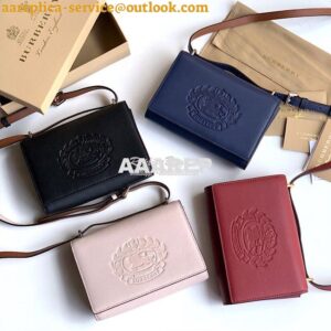 Replica Burberry Embossed Crest Leather Wallet with Detachable Strap