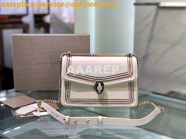 Replica Bvlgari Serpenti Diamond Blast Shoulder Bag 288065 White