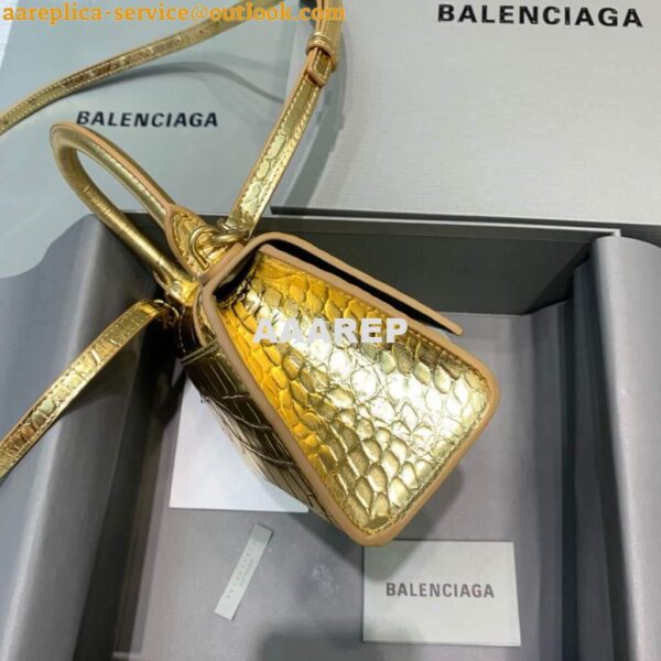 Replica Balenciaga 592833 Hourglass XS Top Handle Bag Gold 3