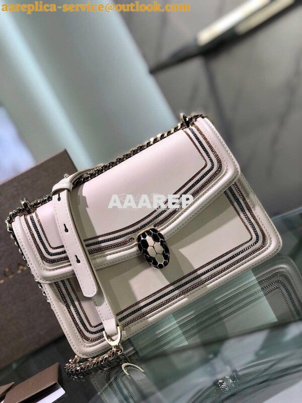 Replica Bvlgari Serpenti Diamond Blast Shoulder Bag 288065 White 4