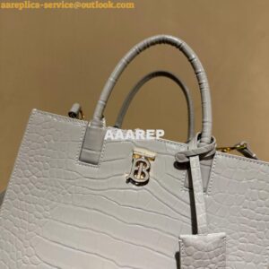 Replica Burberry Frances Mini Croc Effect Leather Tote Bag in grey 2