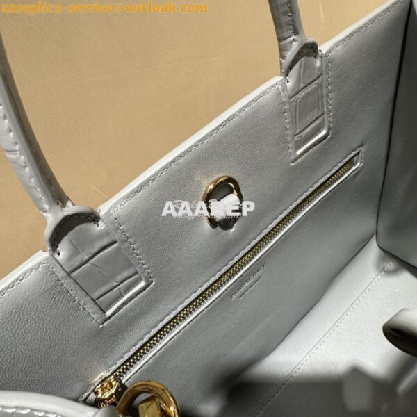 Replica Burberry Frances Mini Croc Effect Leather Tote Bag in grey 6