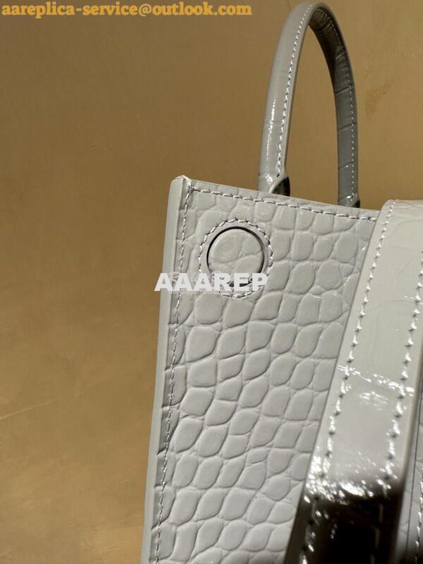 Replica Burberry Frances Mini Croc Effect Leather Tote Bag in grey 9