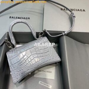 Replica Balenciaga 592833 Hourglass XS Top Handle Bag Navy Gray Silver 2