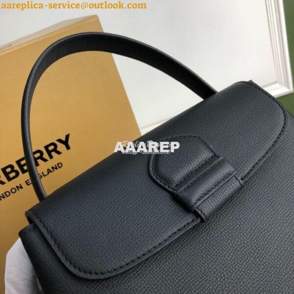 Replica Burberry Grainy Leather and House Check Tote Bag Black 5