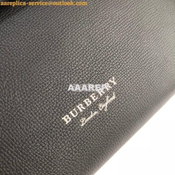 Replica Burberry Grainy Leather and House Check Tote Bag Black 6