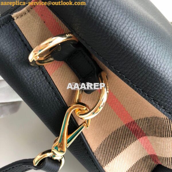 Replica Burberry Grainy Leather and House Check Tote Bag Black 7