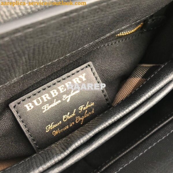 Replica Burberry Grainy Leather and House Check Tote Bag Black 9