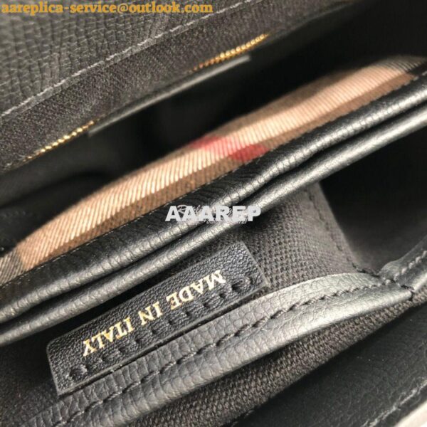 Replica Burberry Grainy Leather and House Check Tote Bag Black 10