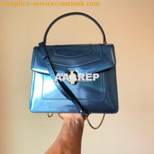 Replica Bvlgari Serpenti Forever Flap Cover Bag in Metallic Blue with