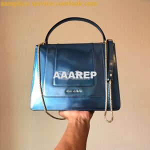 Replica Bvlgari Serpenti Forever Flap Cover Bag in Metallic Blue with 2