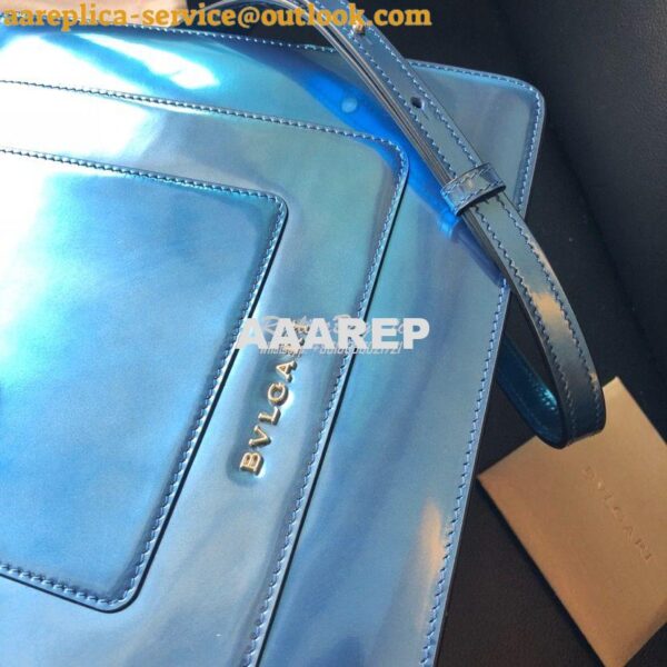 Replica Bvlgari Serpenti Forever Flap Cover Bag in Metallic Blue with 10