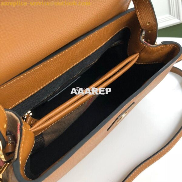 Replica Burberry Grainy Leather and House Check Tote Bag Caramel 7