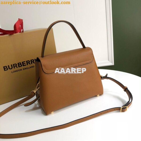 Replica Burberry Grainy Leather and House Check Tote Bag Caramel 10