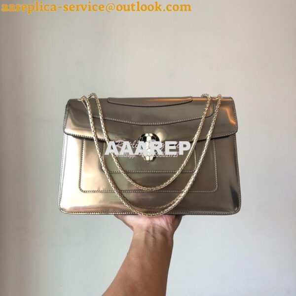 Replica Bvlgari Serpenti Forever Flap Cover Bag in Metallic Bronze 397 3