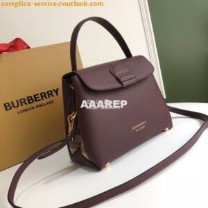 Replica Burberry Grainy Leather and House Check Tote Bag Mahogany Red 2