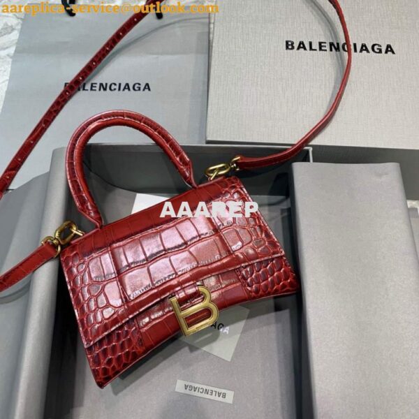 Replica Balenciaga 592833 Hourglass XS Top Handle Bag Red 3