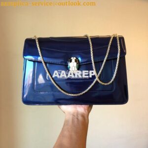 Replica Bvlgari Serpenti Forever Flap Cover Bag in Metallic Cobalt Blu