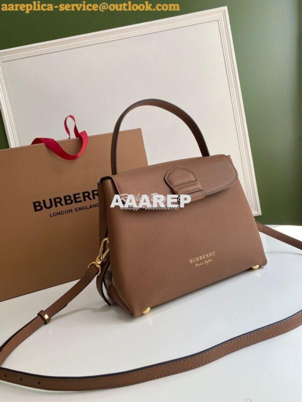 Replica Burberry Grainy Leather and House Check Tote Bag Tan 4