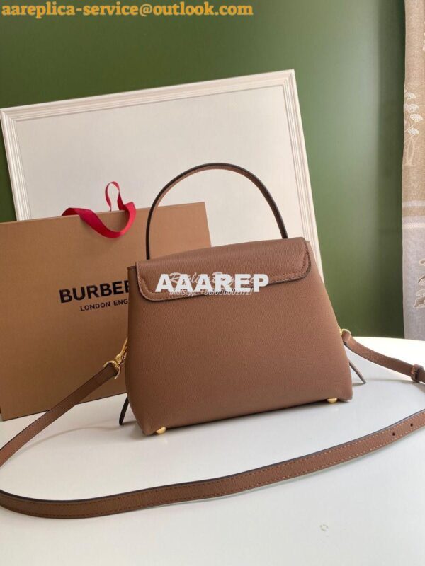 Replica Burberry Grainy Leather and House Check Tote Bag Tan 5