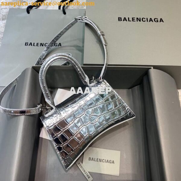 Replica Balenciaga 592833 Hourglass XS Top Handle Bag Silver 4