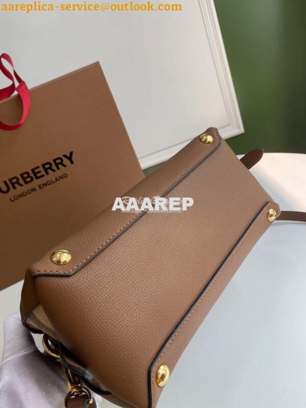 Replica Burberry Grainy Leather and House Check Tote Bag Tan 8