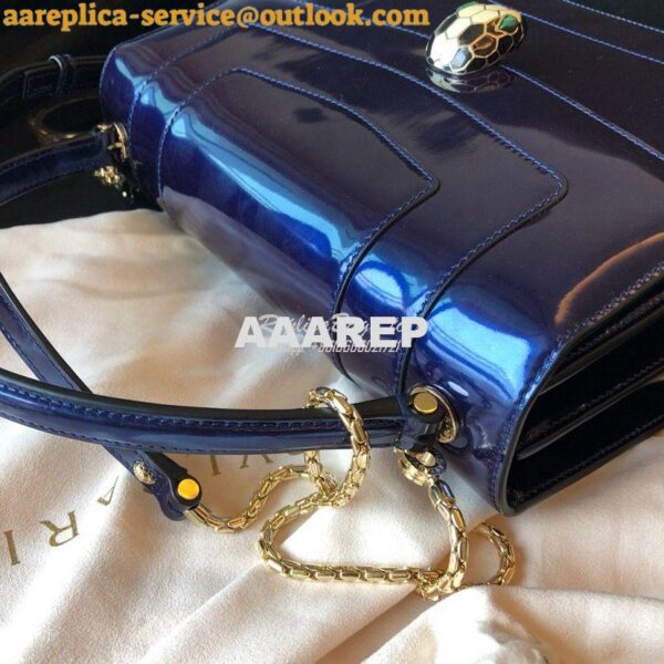 Replica Bvlgari Serpenti Forever Flap Cover Bag in Metallic Cobalt Blu 11