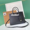 Replica Burberry Grainy Leather and House Check Tote Bag white black