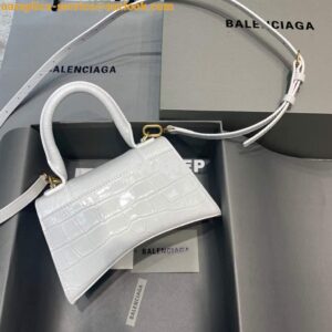 Replica Balenciaga 592833 Hourglass XS Top Handle Bag White Gold 2