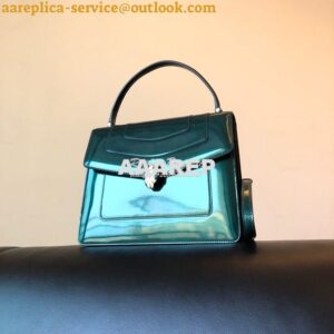 Replica Bvlgari Serpenti Forever Flap Cover Bag in Metallic Green with