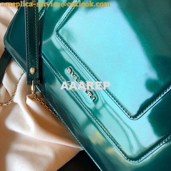 Replica Bvlgari Serpenti Forever Flap Cover Bag in Metallic Green with 13