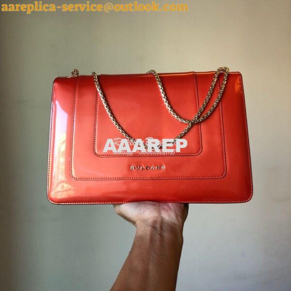 Replica Bvlgari Serpenti Forever Flap Cover Bag in Metallic Orange 397 6