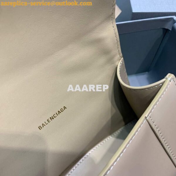 Replica Balenciaga 592833 Hourglass XS Top Handle Leather Bag Apricot 10