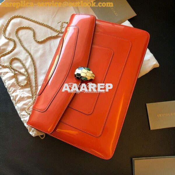 Replica Bvlgari Serpenti Forever Flap Cover Bag in Metallic Orange 397 16