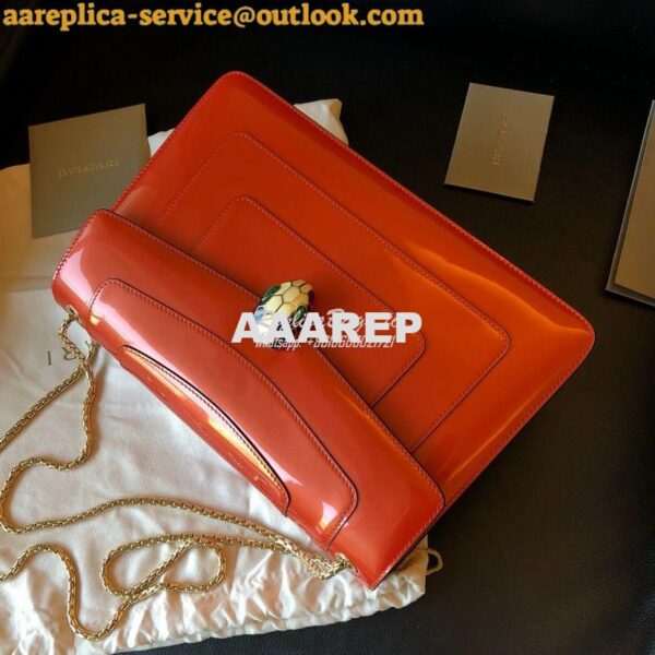 Replica Bvlgari Serpenti Forever Flap Cover Bag in Metallic Orange 397 17