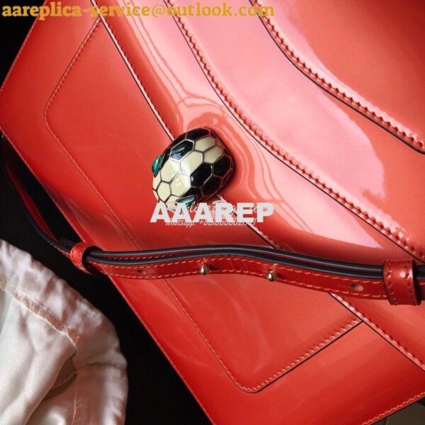 Replica Bvlgari Serpenti Forever Flap Cover Bag in Metallic Orange wit 9