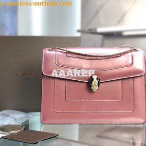 Replica Bvlgari Serpenti Forever Flap Cover Bag in Metallic Pink 39793