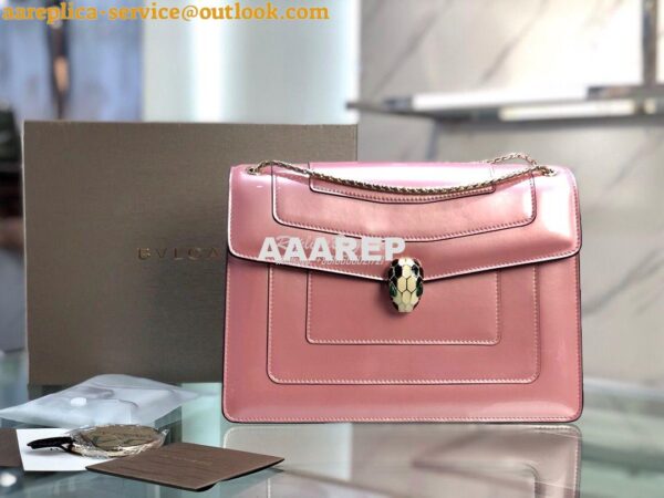 Replica Bvlgari Serpenti Forever Flap Cover Bag in Metallic Pink 39793 3