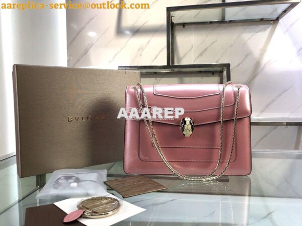 Replica Bvlgari Serpenti Forever Flap Cover Bag in Metallic Pink 39793 4