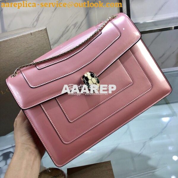 Replica Bvlgari Serpenti Forever Flap Cover Bag in Metallic Pink 39793 6