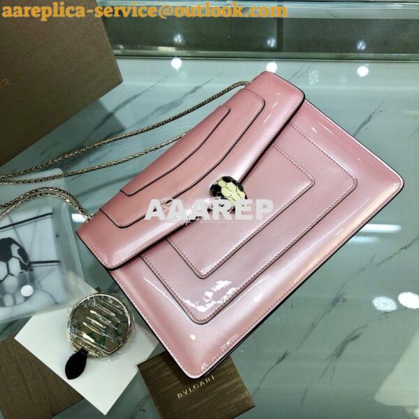 Replica Bvlgari Serpenti Forever Flap Cover Bag in Metallic Pink 39793 9