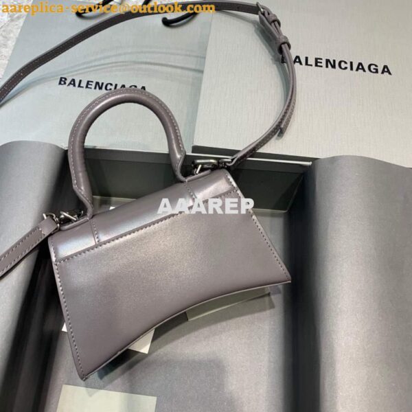 Replica Balenciaga 592833 Hourglass XS Top Handle Leather Bag Gray 2