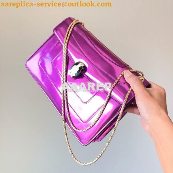 Replica Bvlgari Serpenti Forever Flap Cover Bag in Metallic Purple 397 4