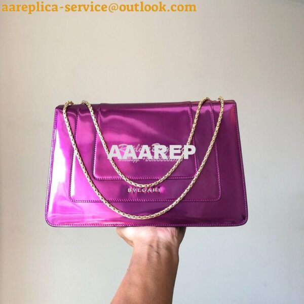 Replica Bvlgari Serpenti Forever Flap Cover Bag in Metallic Purple 397 5