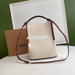 Replica Burberry Small Two-tone Leather Peggy Bucket Bag 80229491 Chal 2