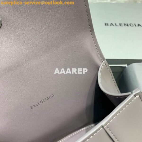 Replica Balenciaga 592833 Hourglass XS Top Handle Leather Bag Gray 8