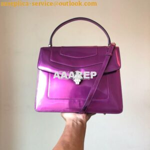 Replica Bvlgari Serpenti Forever Flap Cover Bag in Metallic Purple wit