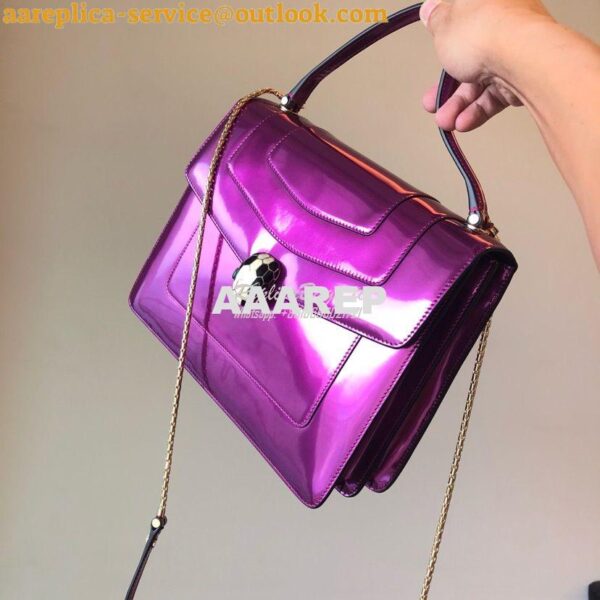 Replica Bvlgari Serpenti Forever Flap Cover Bag in Metallic Purple wit 4